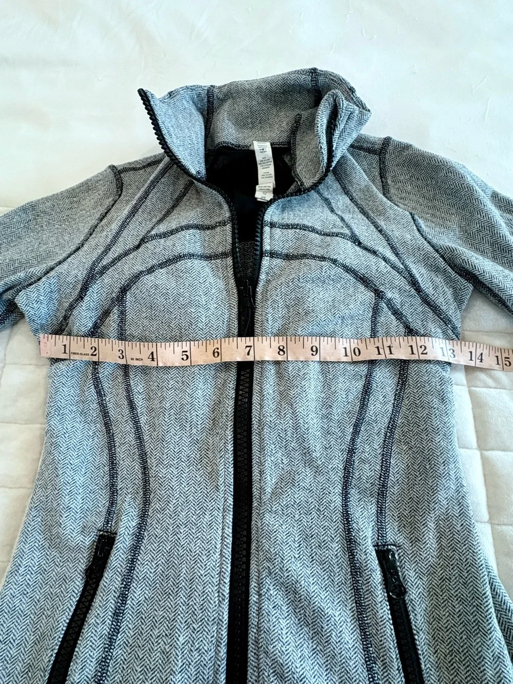 Lululemon Define Jacket Herringbone Grey Black Size 6 Full Zip Fitted EUC